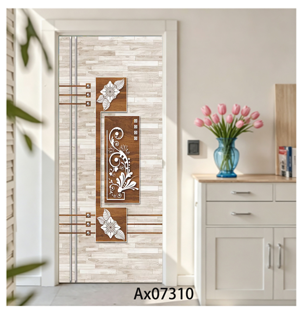 Retro Floral Wood Marble Door  - огляд і ціна Full Cover Adhesive